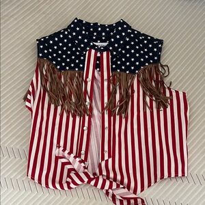 Chubbies Red and Blue Star-Striped Crop Top